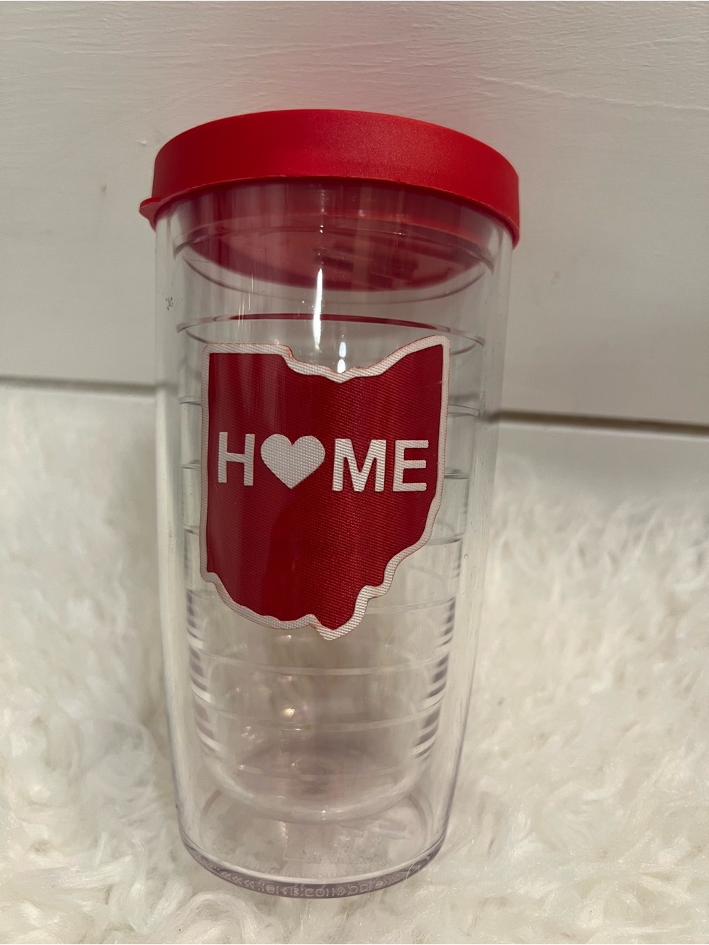 tervis Clear Travel Tumbler with Red State 'HOME' Graphic and Red Lid